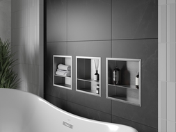 Mexen X-Wall-R nisplank met kraag en plank 30 x 30 cm, inox - 1910303010S