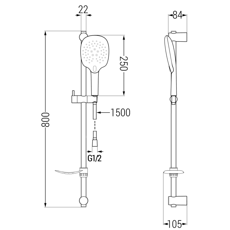 Mexen DF22 liukuva suihkusarja, kromi - 785224582-00