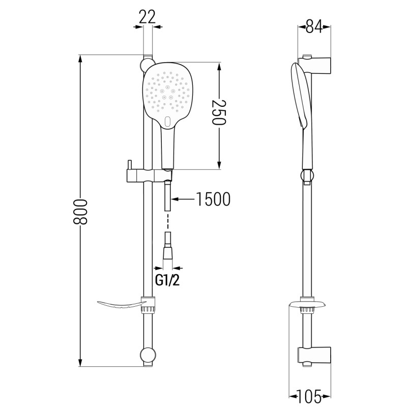 Mexen DF22 reguleeritav dušikomplekt, kroom - 785224582-00