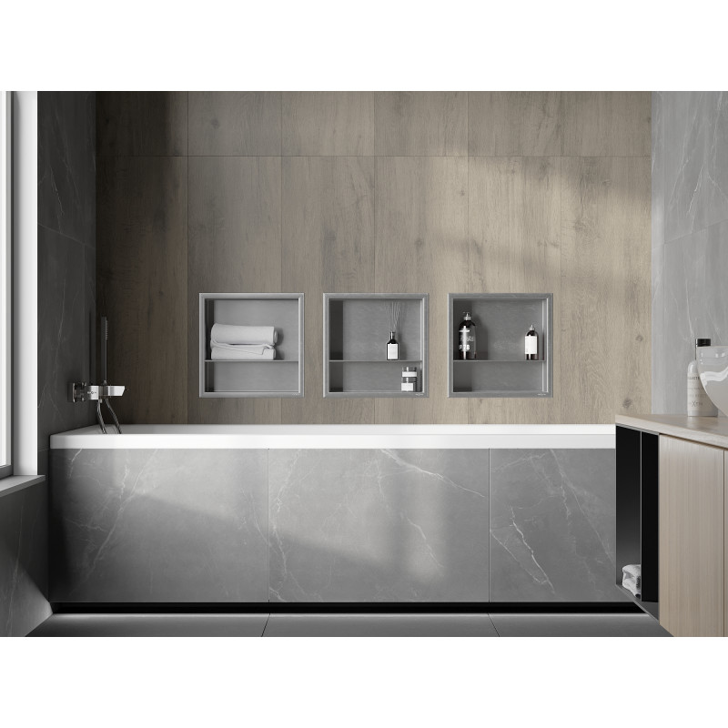 Mexen X-Wall-R estante de nicho con reborde y balda 30 x 30 cm, inox - 1910303010S