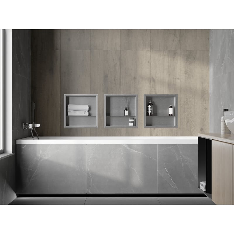 Mexen X-Wall-R półka wnękowa z kołnierzem i półką 30 x 30 cm, inox - 1910303010S