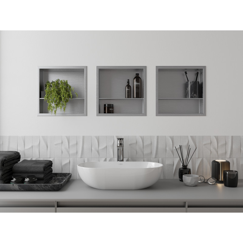 Mexen X-Wall-R estante de nicho con reborde y balda 30 x 30 cm, inox - 1910303010S