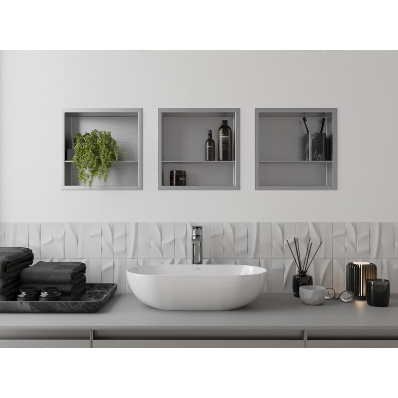 Mexen X-Wall-R estante empotrado con reborde y estante 30 x 30 cm, inox - 1910303010S