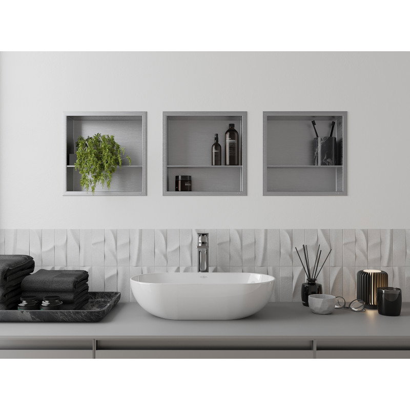 Mexen X-Wall-R nišna polica s prirobnico in polico 30 x 30 cm, inox - 1910303010S