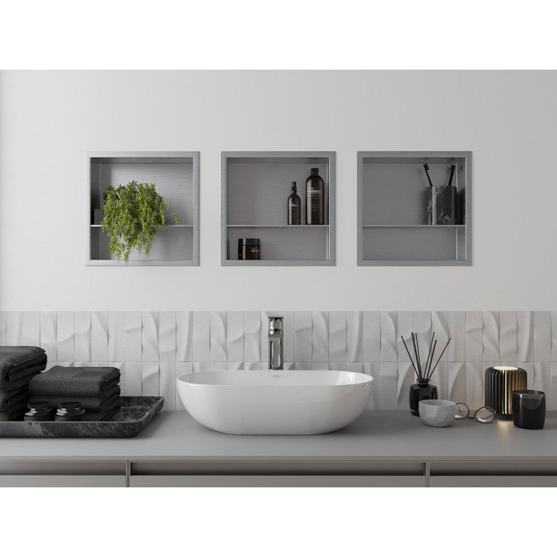 Mexen X-Wall-R recessed shelf with flange and shelf 30 x 30 cm, inox - 1910303010S