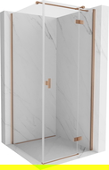 Mexen Mist H T Duschkabine, schwenkbar, rechts 90 x 90 cm, transparent, gebürstetes Kupfer - 8A5T-090-090-65-00-P