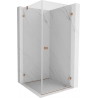 Mexen Lunar-B right pivot shower enclosure 80 x 80 cm, transparent, brushed copper - 832-080-080-65-00-P