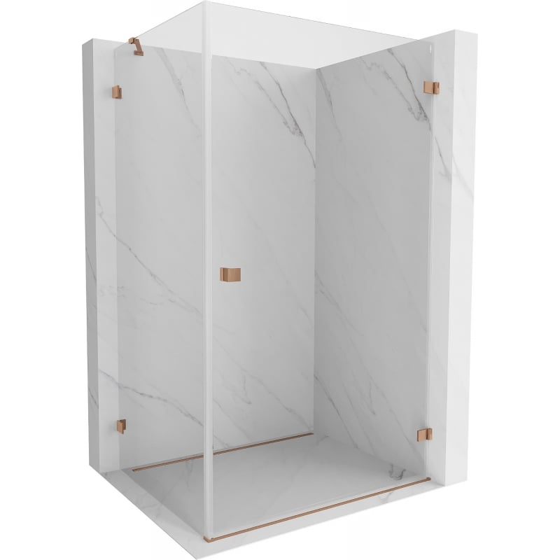 Mexen Lunar-B cabina doccia ad anta battente destra 95 x 80 cm, trasparente, rame spazzolato - 832-095-080-65-00-P