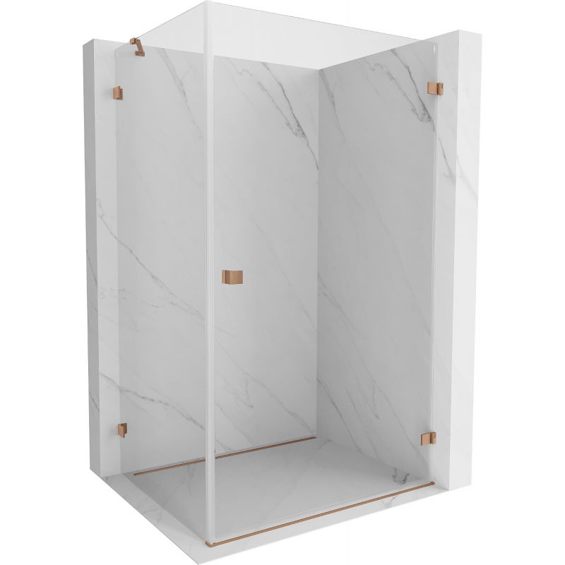 Mexen Lunar-B Duschkabine schwenkbar rechts 100 x 80 cm, transparent, gebürstetes Kupfer - 832-100-080-65-00-P