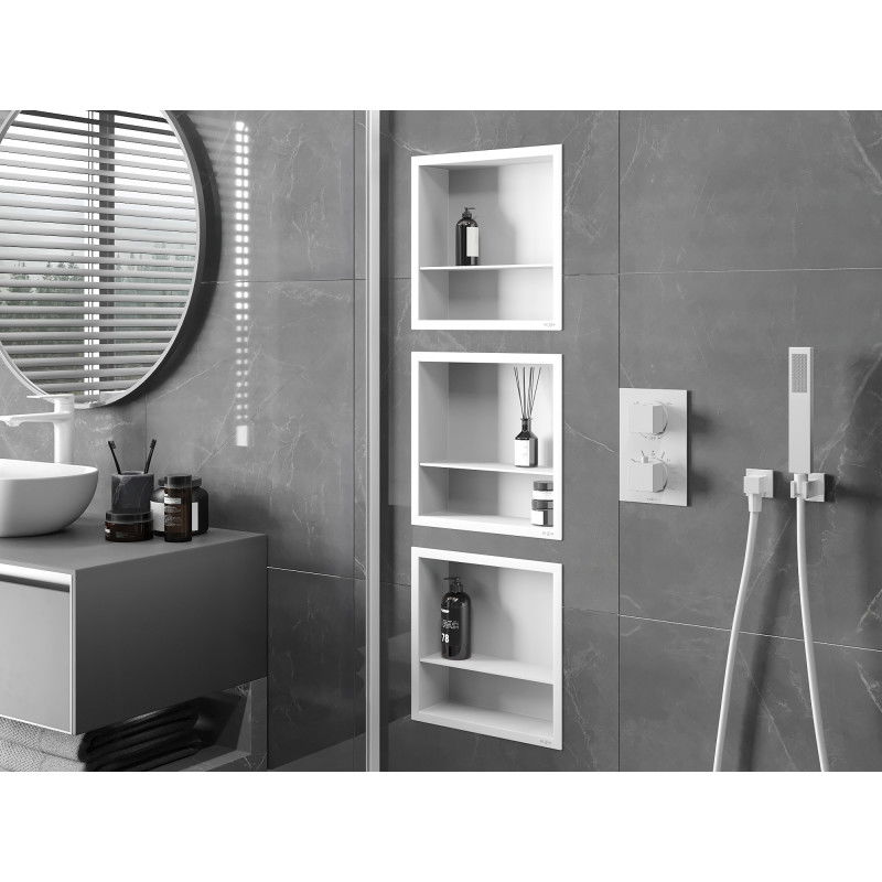 Mexen X-Wall-R Wandeinbauregal mit Rahmen und Regal 30 x 30 cm, weiß - 1920303010S