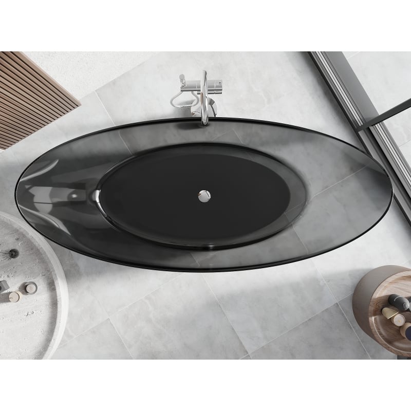 Mexen Vea black free-standing transparent bathtub 180 x 80 cm, chrome plug - 58091808013