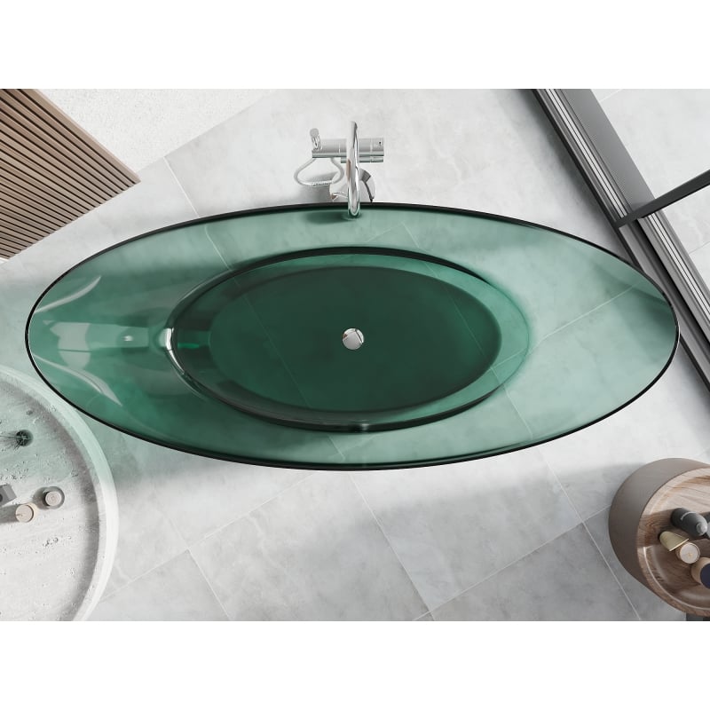 Mexen Vea freestanding transparent bathtub 180 x 80 cm, teal, chrome plug - 58091808011