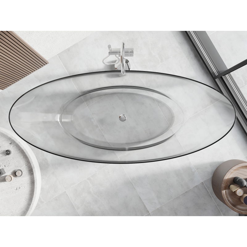 Mexen Vea clear wanna fräi stoend transparent 180 x 80 cm, Chrom Stopp - 58091808008