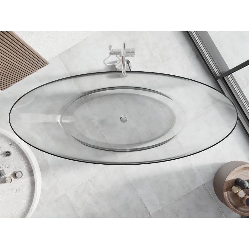 Mexen Vea wanna exenta transparente 180 x 80 cm, desagüe cromado - 58091808008