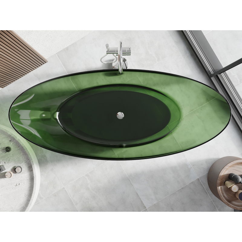 Mexen Vea foresta vasca da bagno freestanding trasparente 180 x 80 cm, tappo cromato - 58091808002