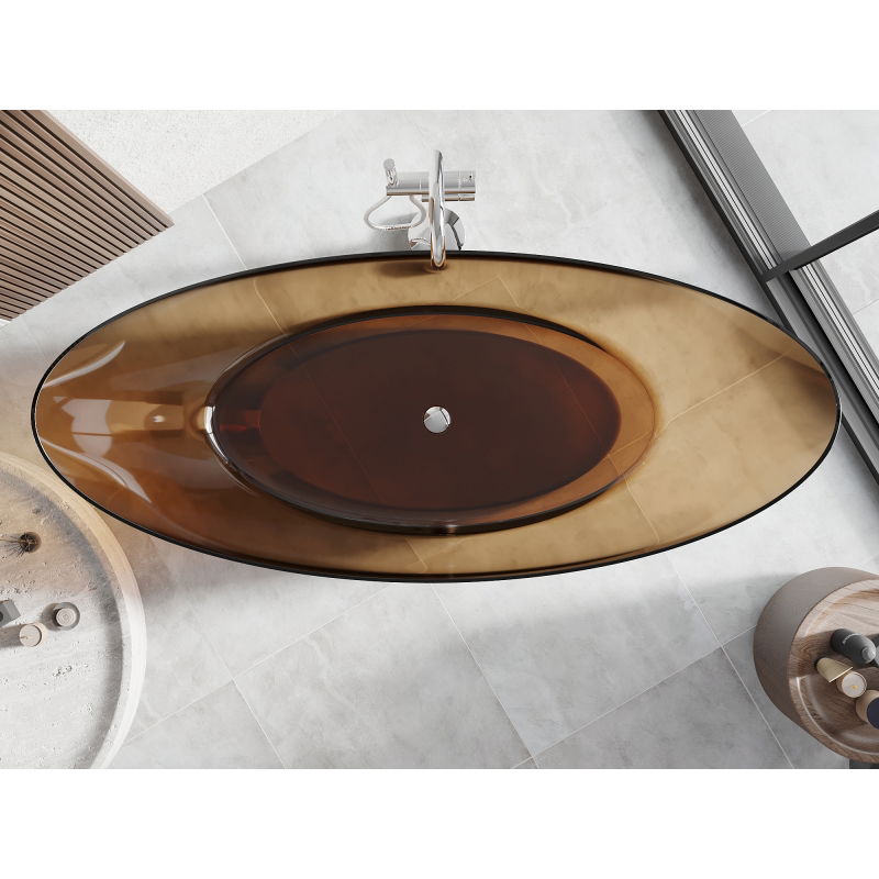 Mexen Vea earth vasca da bagno freestanding trasparente 180 x 80 cm, tappo cromato - 58091808005