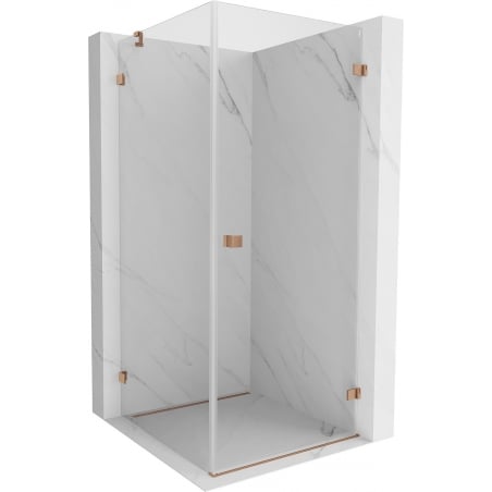Mexen Lunar-B Duschkabine schwenkbar rechts 90 x 90 cm, transparent, gebürstetes Kupfer - 832-090-090-65-00-P