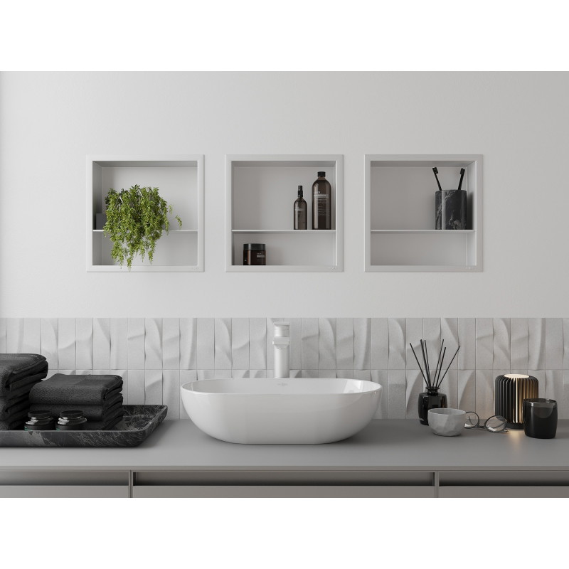 Mexen X-Wall-R Nischenregal mit Flansch und Regal 30 x 30 cm, weiß - 1920303010S