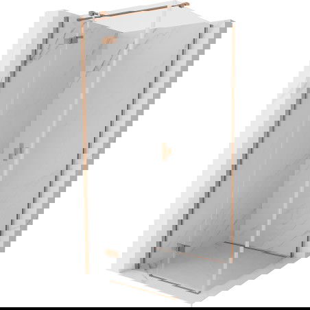 Mexen Mist H T Duschkabine, schwenkbar, links, 100 x 100 cm, transparent, gebürstetes Kupfer - 8A5T-100-100-65-00-L