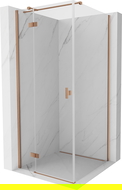 Mexen Mist H T Duschkabine, schwenkbar, links, 100 x 100 cm, transparent, gebürstetes Kupfer - 8A5T-100-100-65-00-L