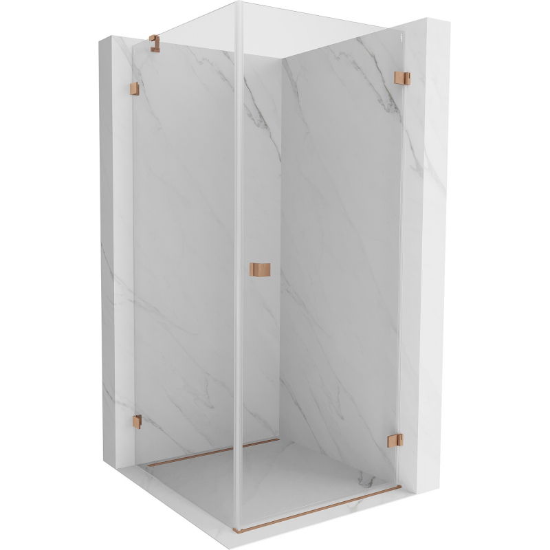 Mexen Lunar-B Duschkabine schwenkbar rechts 100 x 100 cm, transparent, gebürstetes Kupfer - 832-100-100-65-00-P