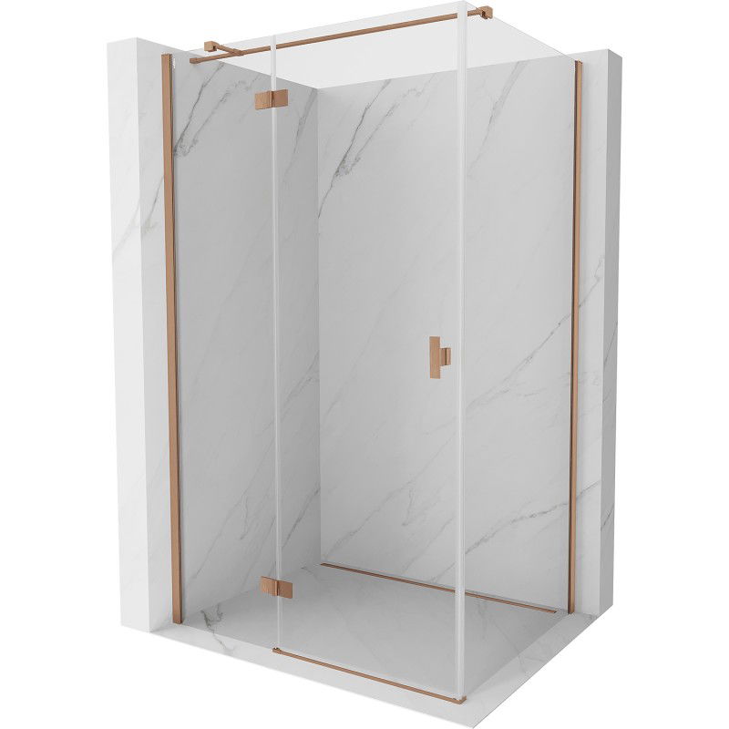 Mexen Mist H T Duschkabine schwenkbar links 90 x 110 cm, transparent, gebürstetes Kupfer - 8A5T-090-110-65-00-L