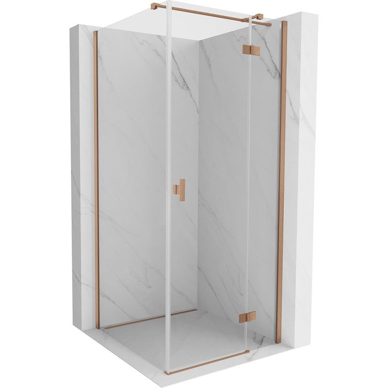 Mexen Mist H T Duschkabine schwenkbar rechts 120 x 120 cm, transparent, gebürstetes Kupfer - 8A5T-120-120-65-00-P