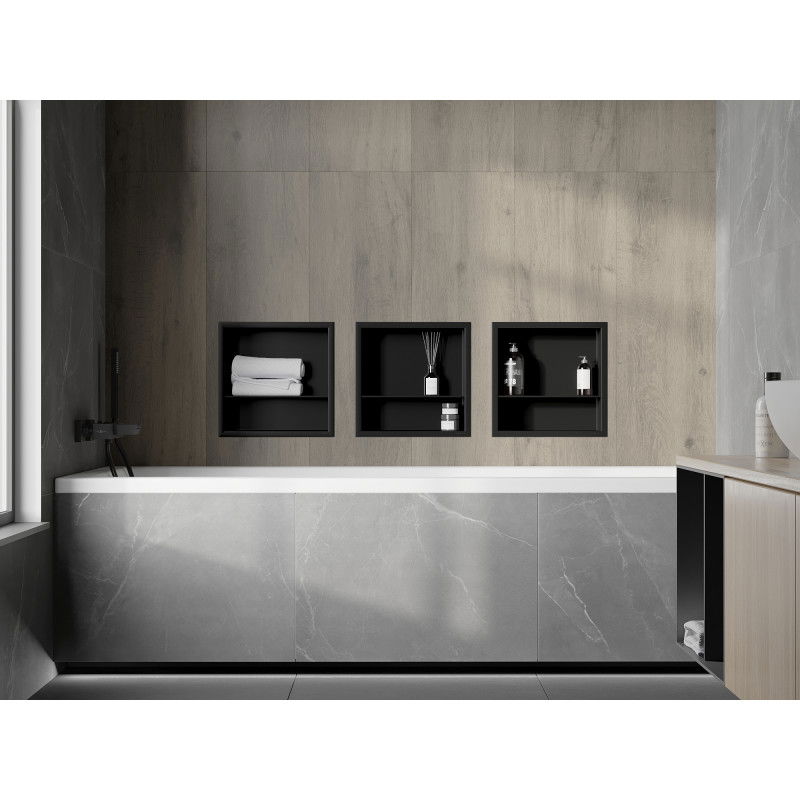 Mexen X-Wall-R étagère encastrable avec rebord et étagère 30 x 30 cm, noire - 1970303010S