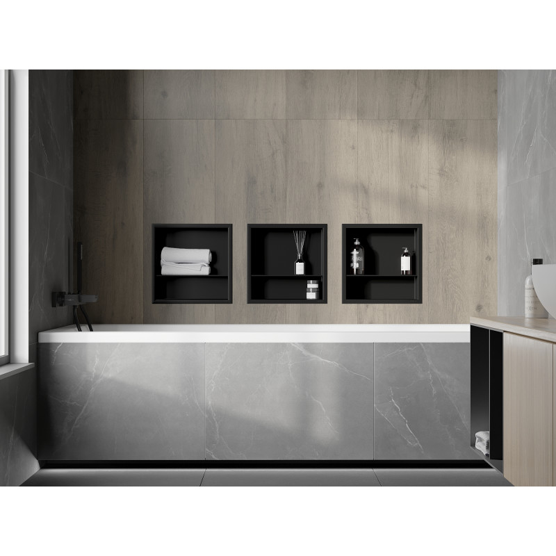 Mexen X-Wall-R Nischenregal mit Flansch und Ablage 30 x 30 cm, schwarz - 1970303010S