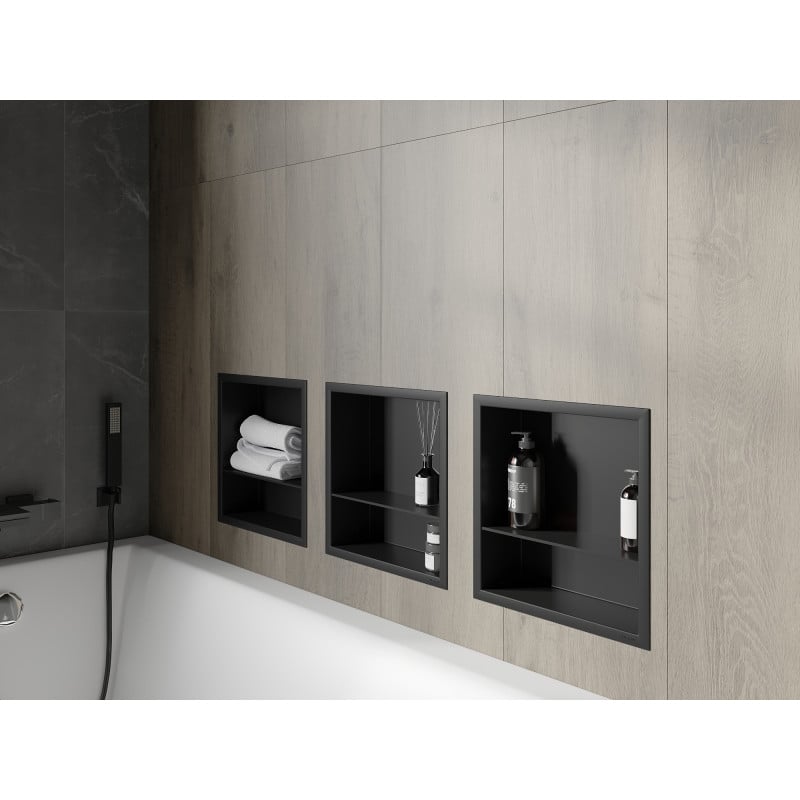 Mexen X-Wall-R nisthylla med krage och hylla 30 x 30 cm, svart - 1970303010S