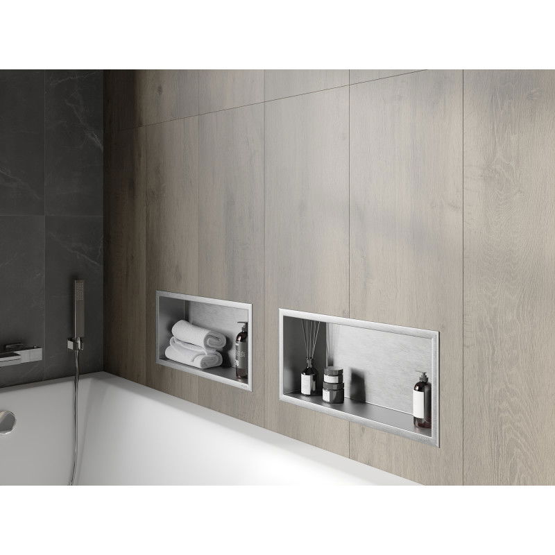 Mexen X-Wall-R nisthylla med fläns 45 x 20 cm, inox - 1910452010