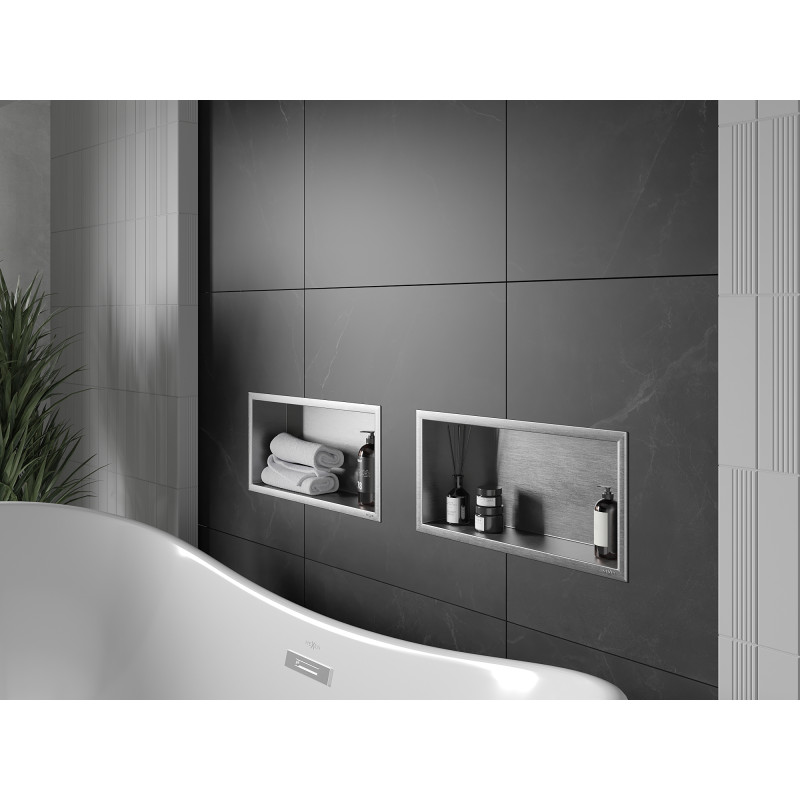 Mexen X-Wall-R półka wnękowa z kołnierzem 45 x 20 cm, inox - 1910452010