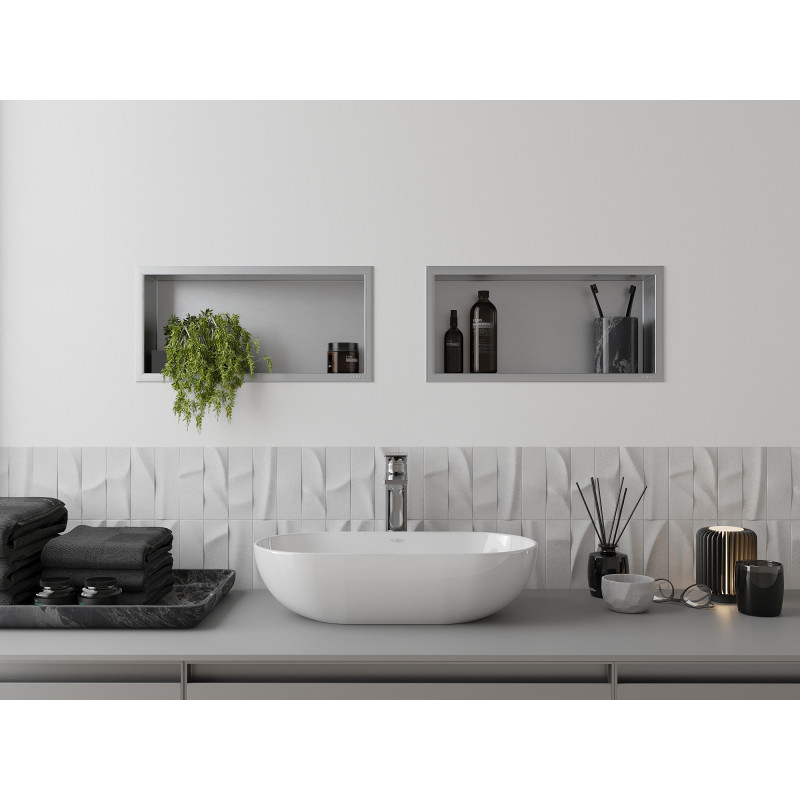 Mexen X-Wall-R étagère encastrée avec collerette 45 x 20 cm, inox - 1910452010
