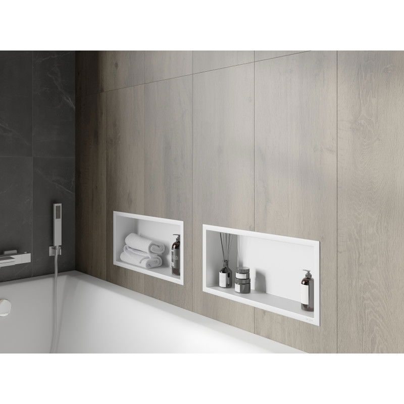 Mexen X-Wall-R nischhylla med kant 45 x 20 cm, vit - 1920452010