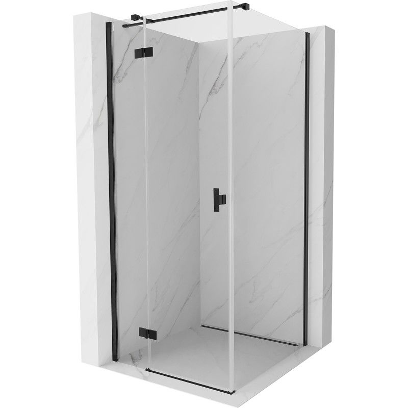 Mexen Mist H T Duschkabine schwenkbar links 100 x 100 cm, transparent, schwarz - 8A5T-100-100-70-00-L