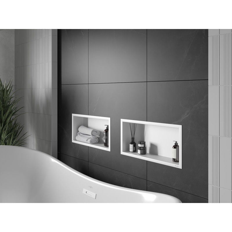 Mexen X-Wall-R nischhylla med kant 45 x 20 cm, vit - 1920452010