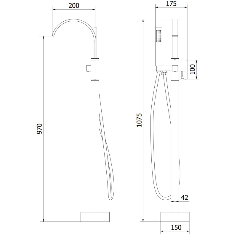 Mexen Veda freestanding bathtub faucet, gold - 75433-50