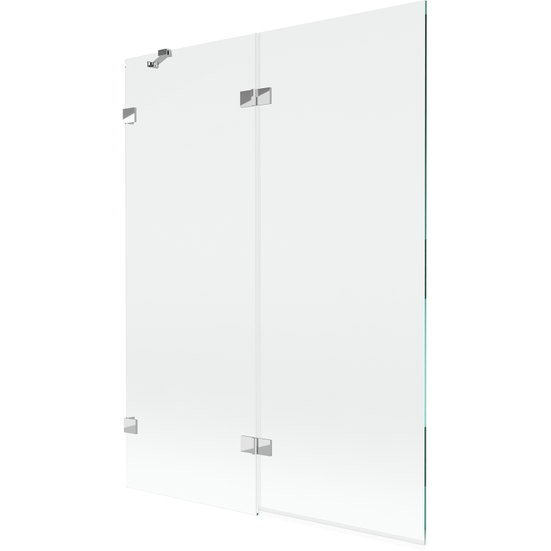 Mexen Lunar badwand 2-delig links 130 x 150 cm, transparant, chroom - 897-130-100-01-00-L