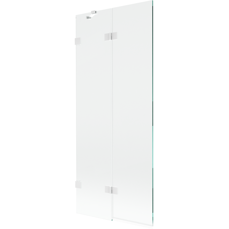 Mexen Lunar 2-krilni levo kopalniški zaslon 80 x 150 cm, prozoren, bel - 897-080-100-20-00-L