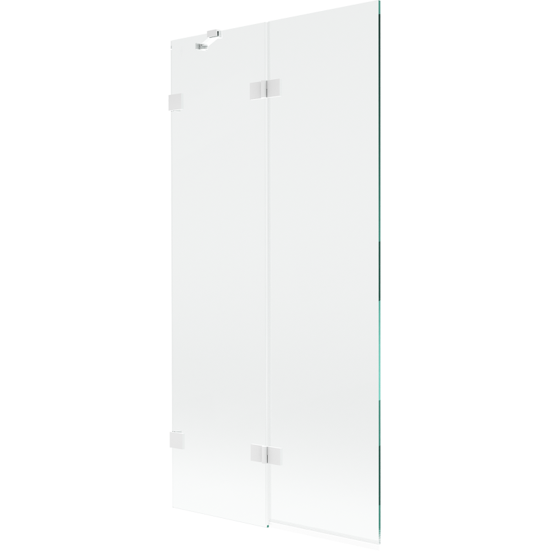 Mexen Lunar 2-krilna leva kopalniška pregrada 90 x 150 cm, prozorna, bela - 897-090-100-20-00-L