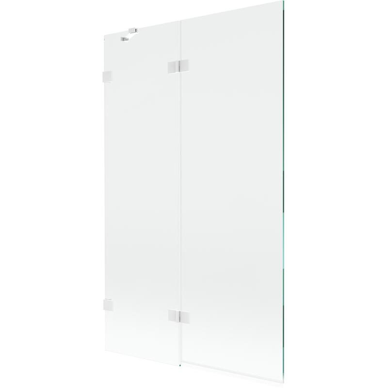 Mexen Lunar badwand 2-delig links 110 x 150 cm, transparant, wit - 897-110-100-20-00-L