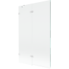 Mexen Lunar badwand 2-delig links 110 x 150 cm, transparant, wit - 897-110-100-20-00-L