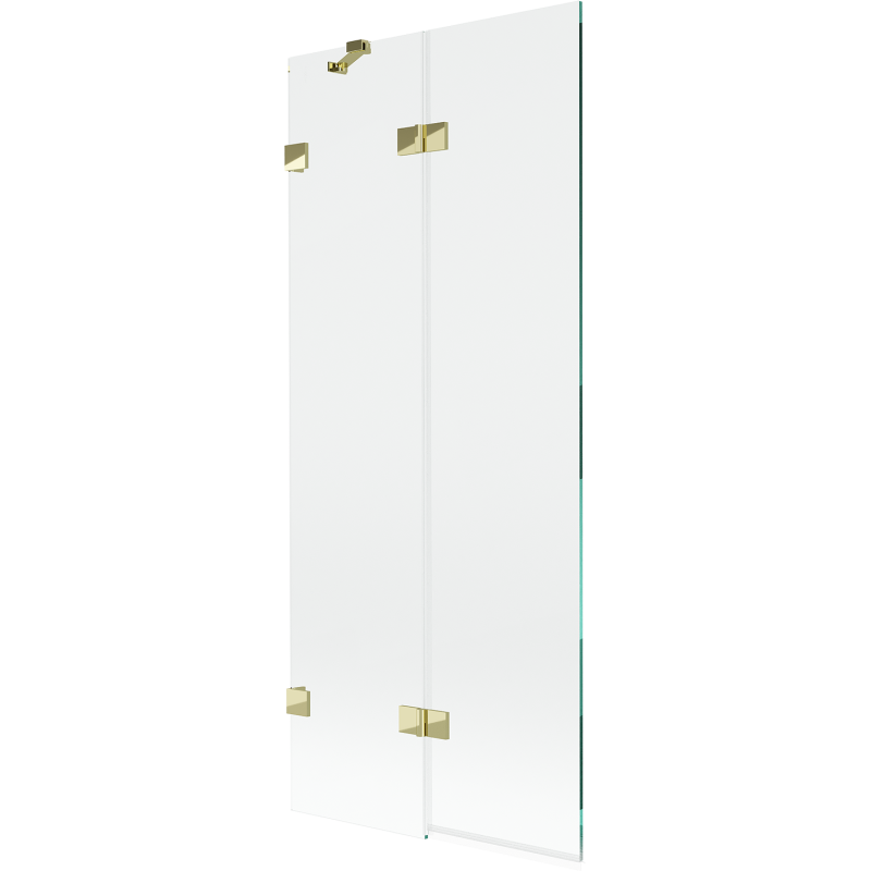 Mexen Lunar badscherm 2-vleugelig links 80 x 150 cm, transparant, goud - 897-080-100-50-00-L
