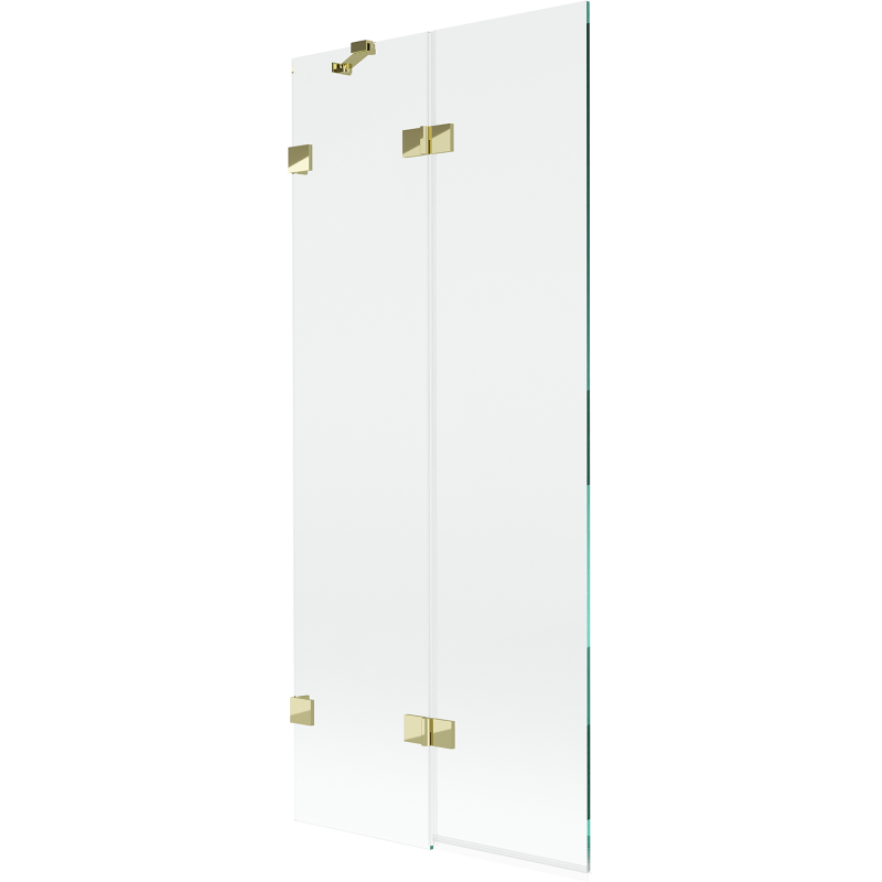 Mexen Lunar Duschabtrennung 2-flügelig links 80 x 150 cm, transparent, gold - 897-080-100-50-00-L