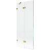 Mexen Lunar badscherm 2-vleugelig links 80 x 150 cm, transparant, goud - 897-080-100-50-00-L