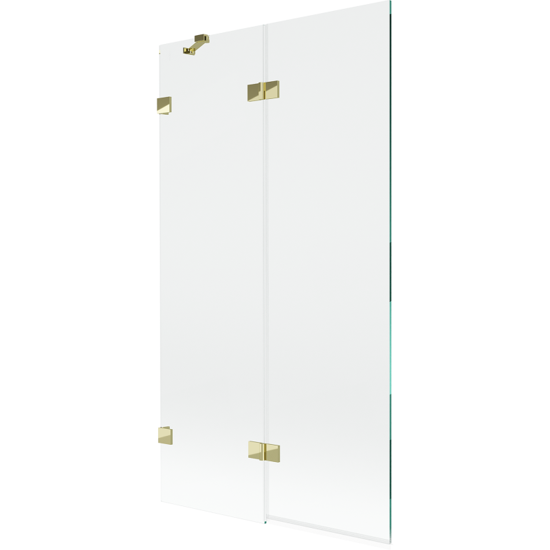 Mexen Lunar tvådelad badrumsskärm vänster 100 x 150 cm, transparent, guld - 897-100-100-50-00-L