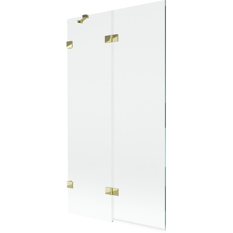 Mexen Lunar vannitoa vahesein, kahetiivaline vasak 100 x 150 cm, läbipaistev, kuldne - 897-100-100-50-00-L
