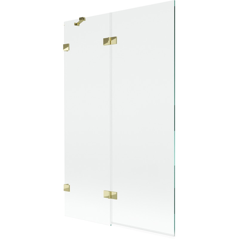 Mexen Lunar lijevi dvokrilni paravan za kadu 110 x 150 cm, proziran, zlatni - 897-110-100-50-00-L