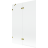 Mexen Lunar Duschwand, 2-türig, links, 120 x 150 cm, transparent, gold - 897-120-100-50-00-L