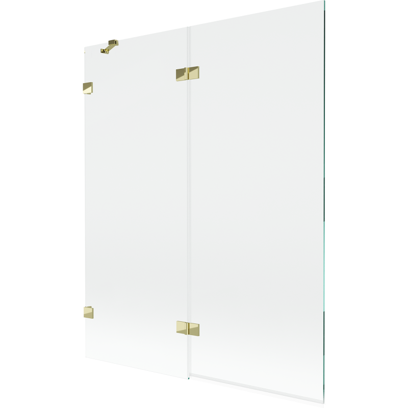 Mexen Lunar zweiteilige linke Duschwand 140 x 150 cm, transparent, gold - 897-140-100-50-00-L